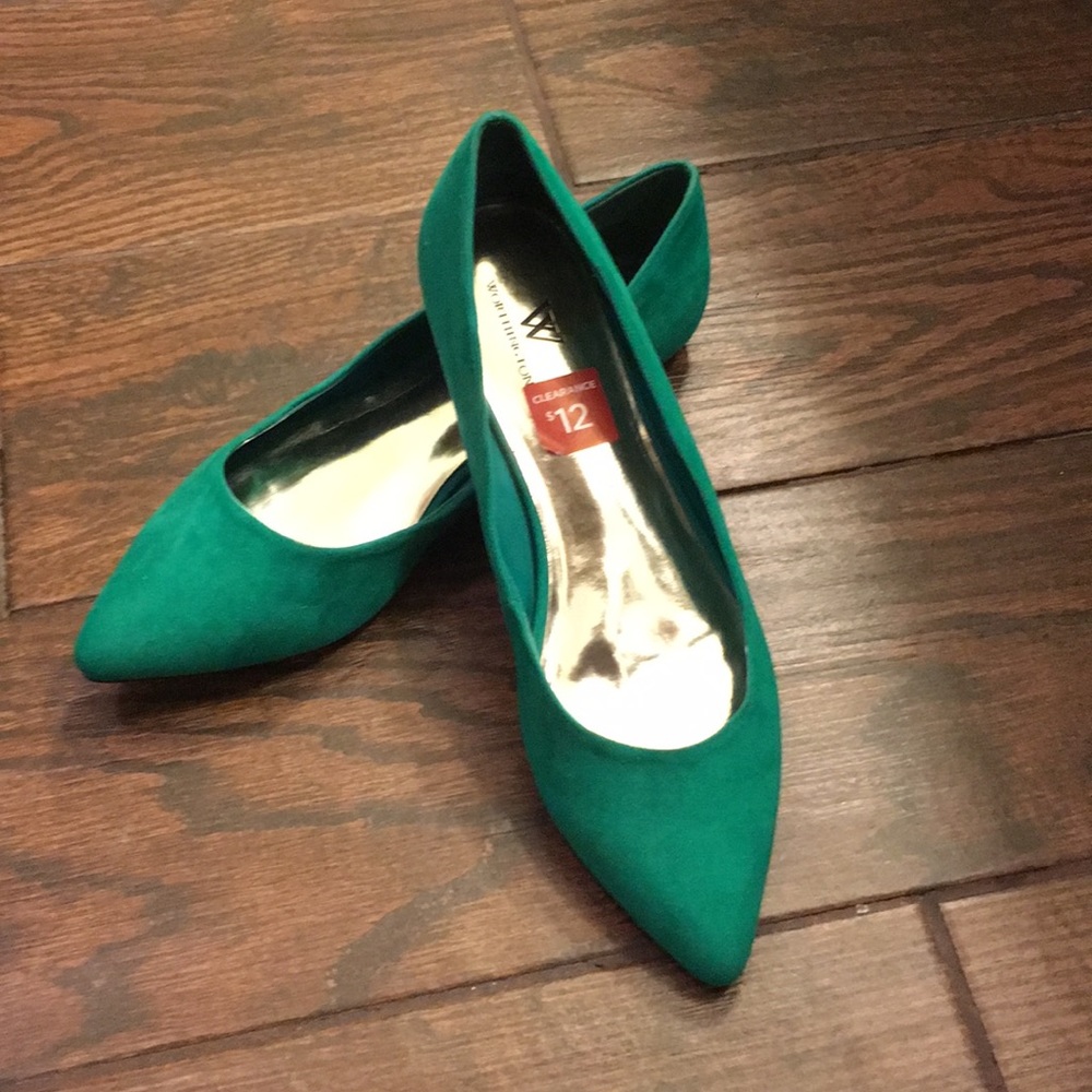 Turquoise suede flats
